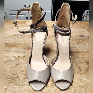 Nine West Women's Tan & Snake Print Heels, 8.5